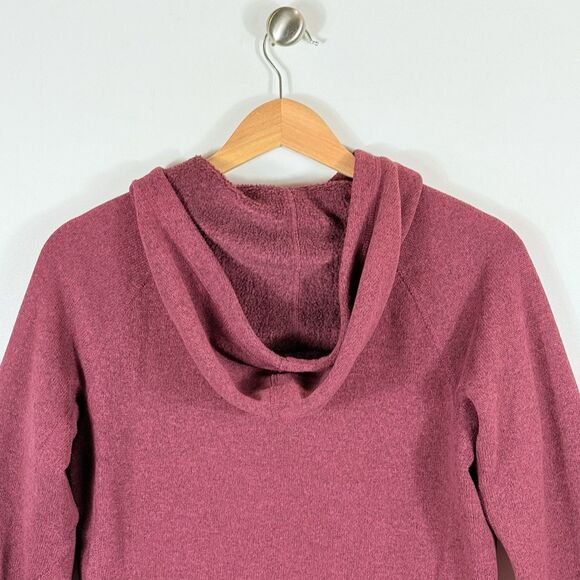 THE NORTH FACE Maroon Knit Fleece Lined Hooded Half Zip Jacket Womens Medium - Picture 5 of 7